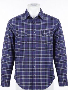 Vintage Rockmount Ranch Wear Men’s Blue/Purple Plaid Western Shirt. Made in USA!